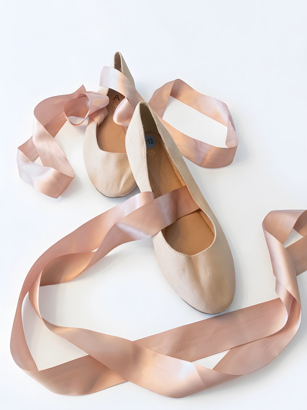 Restricted pink Flats with Satin Ribbon
